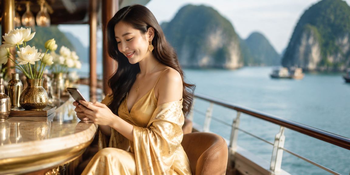 Người dùng Việt Nam trải nghiệm nền tảng giải trí gg888 trên vịnh Hạ Long
